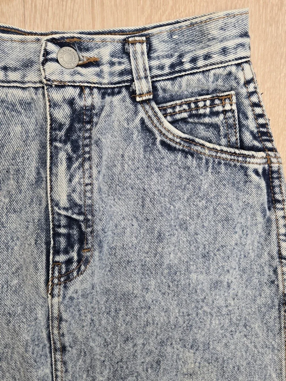 Vintage 80s Jordache Acid Wash Denim Mini Skirt Size XS 5 High Waist